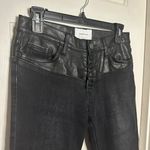 Current/Elliott Fused High Rise Stiletto Jeans Rocco Leather Piecing Black 26 Photo 6