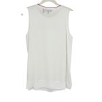Theory  Lewie Silk Tank Top Ivory & Tomato Trim Size Small Photo 3
