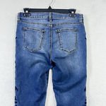 Band of Gypsies Lola Skinny Ankle Jeans Womens 29 Blue Denim Raw Hem Embroidered Photo 8