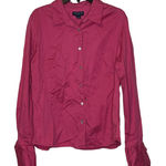 Ann Taylor Stretch Pink Long Sleeve Cuff Button Down Collar Shirt Women Size 12 Photo 0