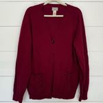 LL Bean Women’s Large Maroon Lambswool Sweater Cardigan Photo 0
