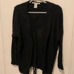 American Rag ⭐️  Black Ribbed Knit Hooded Open Cardigan XS EUC Photo 0
