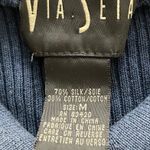 Via Seta Silk Blend Navy Blue Ribbed Collared 1/4 Zip Sweater, size M Photo 2