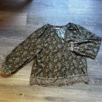 Faherty Naomi Top in Fairfield Border Print Size Medium Brown Photo 2