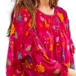 Free People  Wildflower Honey Ruffle Mesh Blouse, Size L, NWT Photo 1