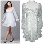 Hollister Babydoll Dress S Cottage Coquette Girly Sheer Long Puff Sleeve Floral Photo 1