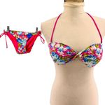 Abercrombie & Fitch Pink Blue Floral Twist Front Tie Halter Top Size Medium Photo 1