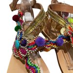 Elina Linardaki Embellished Coin Thong Sandals Tan Womens Size 40 US 9 Nwot Pink Photo 2