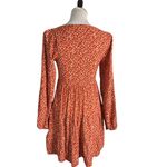 Liberty Love Smocked Mini Dress Womens M Orange Ditsy Floral Print Tiered BOHO Photo 5