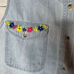 Vintage Denim Sleeveless Button Down Floral Embroidered Shirt Lg Blue Photo 1