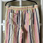 Old Navy  Striped Linen Wide Leg Drawstring Pants Size Medium with Pockets Photo 6