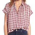 Madewell Burgundy & White Gingham Check Oversized Central Shirt Photo 0