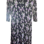 ZARA  Women's 2XL Floral Print Midi Shirt Dress Black Cottagecore‎ With Pockets Photo 0