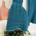 margaret o'leary  Merino Wool Superkid Teal Speckled Shawl Pullover Bell Sleeve Photo 3