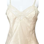 80/90s Small Nylon Satin Camisole Slip Buttercream Lace Sweetheart Neckline​ Gold Photo 0