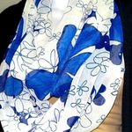 Reversible Blue and White Floral Infinity Scarf Photo 3