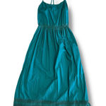 Roxy  Teal Crochet Trim Strappy Midi Dress XL Cotton Summer Boho Beach Surf Photo 0