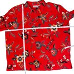 Alfred Dunner Women's Vintage Hawaiian Floral Red Collard Blouse Size 22W Photo 2