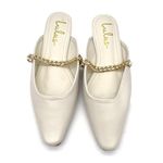 Lulus  Lavareta White Chain Pointed-Toe Loafer Slides Cream Off-White Size 7.5 Photo 3