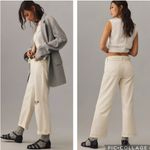 Hudson  Rosie Distressed‎ High Rise Wide Leg Ankle Jeans Size 34 Ecru Vintage Photo 2