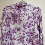 Sundance  Sz XS Chantilly Blooms Button Down Top Blouse White Purple Floral Bird Photo 9