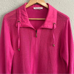 Allison Daley  Zip Up Sweater with roll tab sleeves Size Large 100%‎ Cotton Photo 1