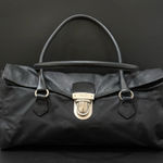 Prada Vintage Tessuto Black Nylon & Leather Push Lock Closure Shoulder Bag Photo 0
