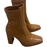 ALDO  Aurellane Nude Patent Leather Block Heel Ankle Stretch Bootie Sz  7 Photo 0