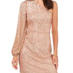 1. State NWT  Rose Gold Sequin One Sleeve Cocktail Mini Dress Photo 0