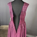 Women’s Chiffon & Lace Appliqué Full Length V Photo 5