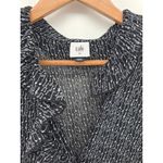 CAbi  Womens XL Sleeveless VNeck Ruffle Front Button Up Black White Music Notes Photo 1