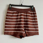 Striped Sweater Sweat Shorts brown white size small Photo 0