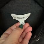 None Denim Shacket in Black with Cheetah Leopard Pockets and Arms | small Photo 2