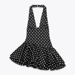 ZARA  halter ruffled Black Polka Dot Mini Dress evening party cocktail wedding  Photo 13