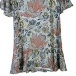 Loft Floral MIni Dress Womens S Multicolor Floral Metallic Flutter Sleeve Whimsy Photo 4