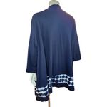 Woman Within Long Sleeve Open Faced Cardigan Size 2X Navy White Tye-Dye Bottom Photo 4