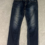 Buckle BKE Jeans Women's 27x28 Sabrina Stretch Straight Dark Wash Denim Distress Crop Photo 0