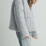 Boutique Quilted Coat Light Blue And White  Photo 4
