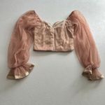 Akira  Sheer Mesh Puff Sleeve Corset Top Blush Pink Size S Photo 1