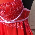 Auden Intimates Babydoll Lingerie Underwire Padded Lace Mesh Red Pink Size Small Photo 9
