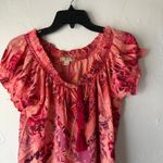 Energie Energe Size P Medium Red Rose Floral Boho Flutter Sleeves Blouse Photo 1