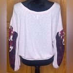 Free People Casual Clash Thermal Top Contrasting Billowed Sleeve Rose Petal XS Photo 11