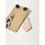 Leopard Print Vegan Leather Dangle & Crystal Round Earrings Orange Black 2 Pairs Photo 4
