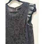 Leather And Lace Black Top Small Sheer Jeans By Buffalo Shirt Sleeveless Photo 1