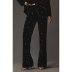 Anthropologie NWT Le Superbe Bianca Embellished Velvet Flare Pants Black Studded Size‎ 6 Photo 1