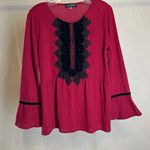 August Silk  women’s Velvet Applique Casual long sleeve Top w/Flutter cuffs|Sz:M Photo 14