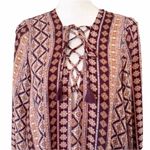 Show Me Your Mumu  Tunic Blouse Size Small NWT Boho Festival Peasant Lace Up Top Photo 3