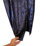 MISHA Avery Sequin Slip Midi Dress With Slit & Low Back In Blue Size 4 Photo 4