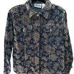 Bill Blass Vintage Denim Floral Contrast Chore Jean Jacket Size M Photo 0