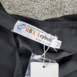 BBX Lephsnt Faux Wrap Dress Womens M Black Pleated Long Puff Sleeve Midi New Size M Photo 8